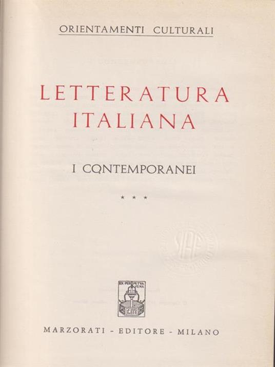 Letteratura italiana. I contemporanei vol. III -   - copertina
