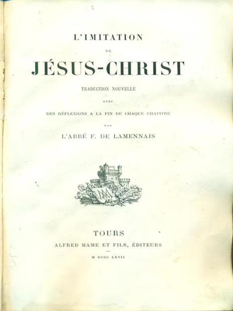 L' imitation de Jesus-Christ - Alphonse de Lamartine - copertina