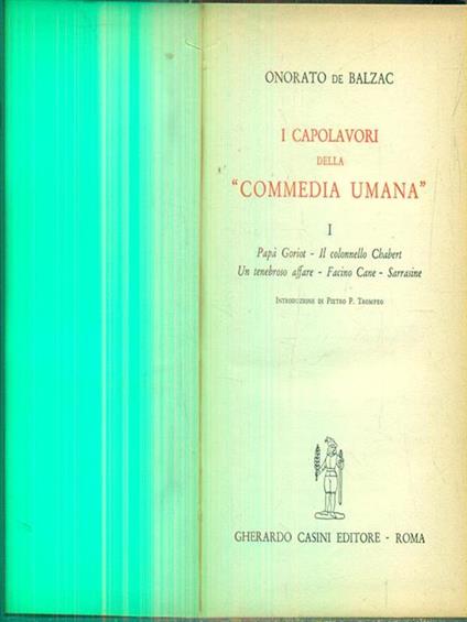 I capolavori della Commedia umana. Vol 1 - Honoré de Balzac - copertina