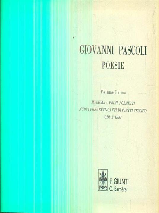 Tutte le poesie. Vol 1 - Giovanni Pascoli - copertina
