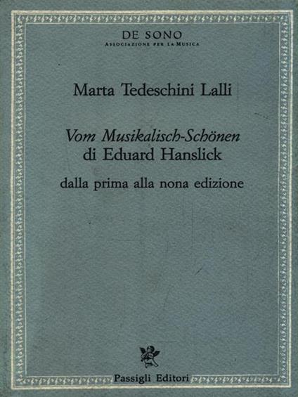 Vom Musikalisch-Schonen di Eduard Hanslick - Marta Tedeschini Lalli - copertina