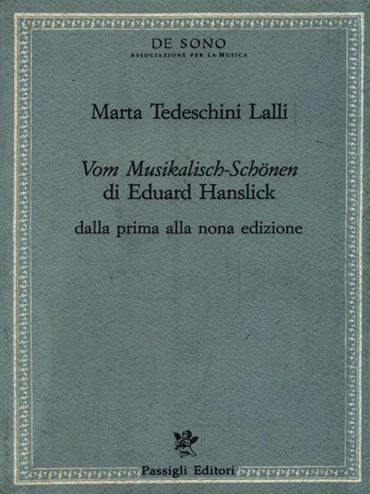 Vom Musikalisch-Schonen di Eduard Hanslick - Marta Tedeschini Lalli - copertina
