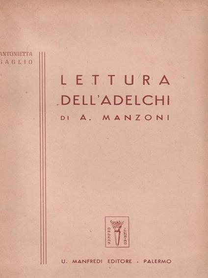   Lettura dell'Adelchi di A. Manzoni - Antonio Gaglio - copertina