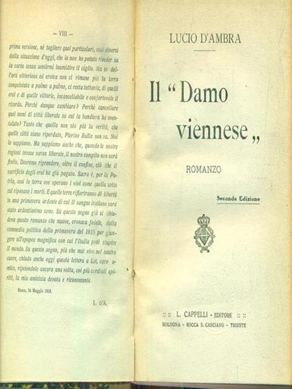 Il Damo viennese - Lucio D'Ambra - copertina