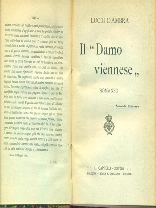 Il Damo viennese - Lucio D'Ambra - copertina