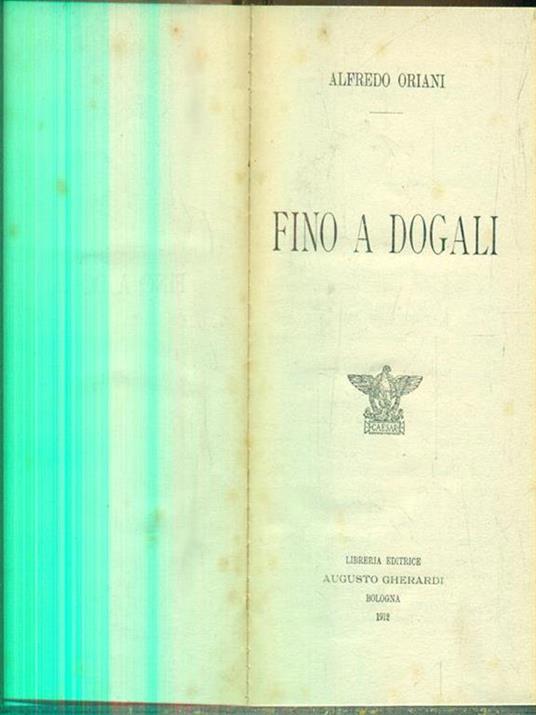   Fino a Dogali - Alfredo Oriani - copertina