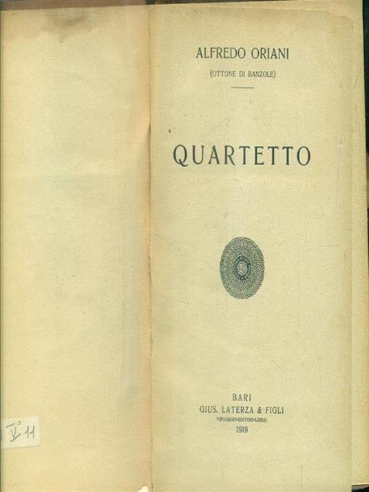   Quartetto - Alfredo Oriani - copertina