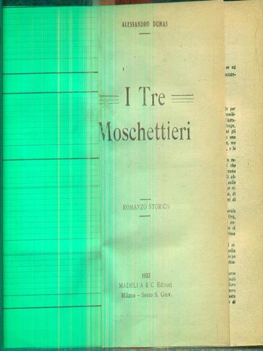 I tre moschettieri - Alexadre Dumas - copertina