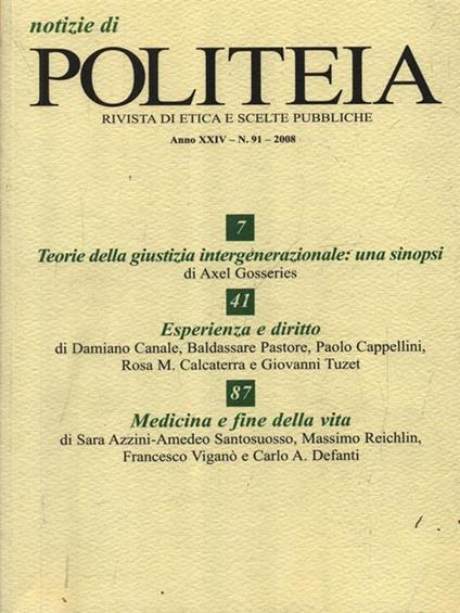Notizie di Politeia 91/2008 - copertina