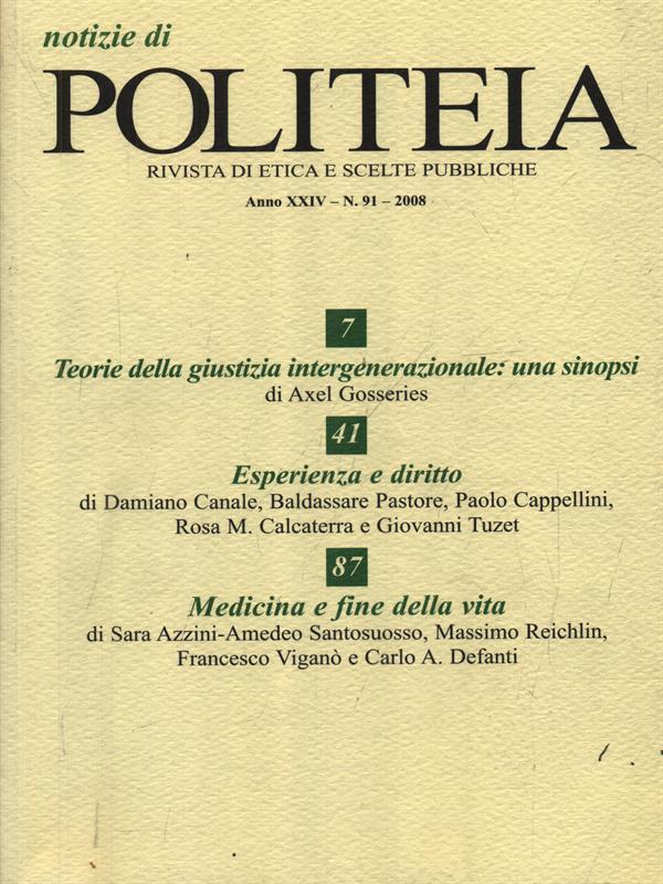 Notizie di Politeia 91/2008