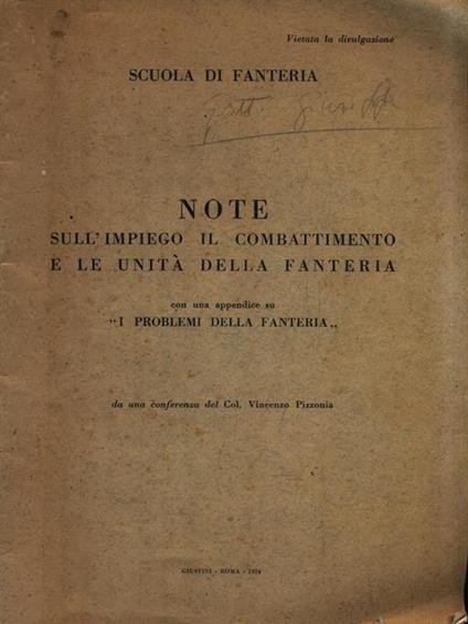   Note sull'impiego il combattimento e le unità della fanteria - copertina