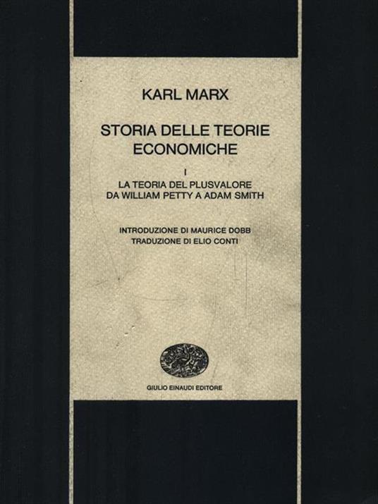   Storia delle teorie economiche. Volume I - Karl Marx - copertina