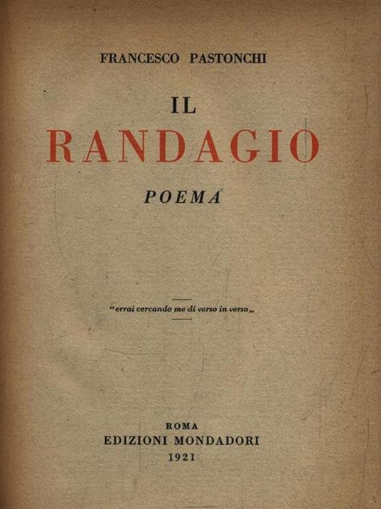 Il randagio - Francesco Pastonchi - copertina