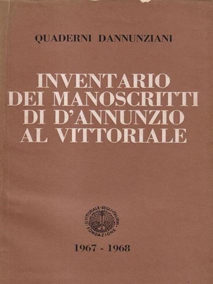   Inventario dei manoscritti di D'Annunzio - Emilio Mariano - copertina