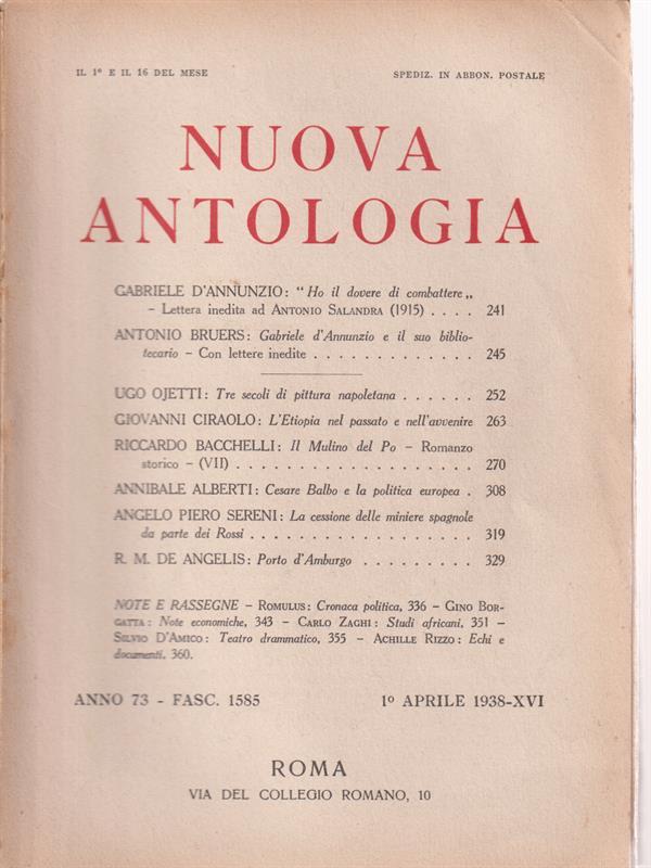   Nuova Antologia Anno 73 - Fasc. 1585 / 1 aprile 1938