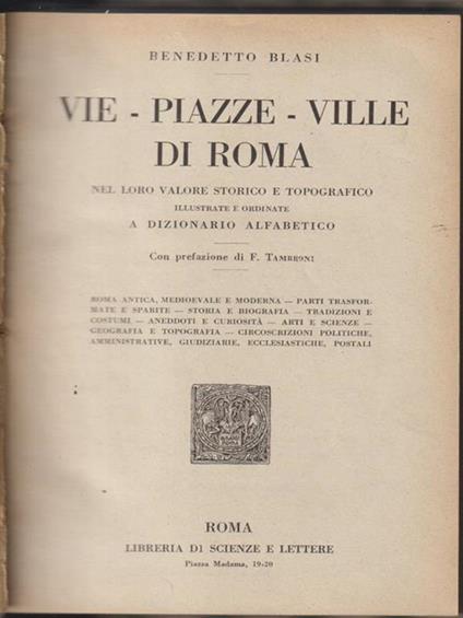   Vie piazze e ville di Roma - Benedetto Blasi - copertina