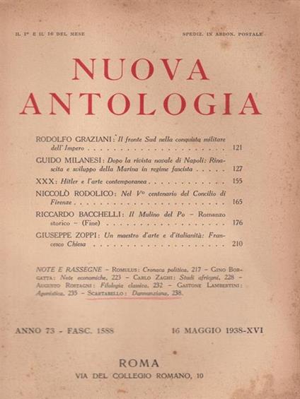   Nuova antologia anno 73 16 maggio 1938 - Luigi Federzoni - copertina