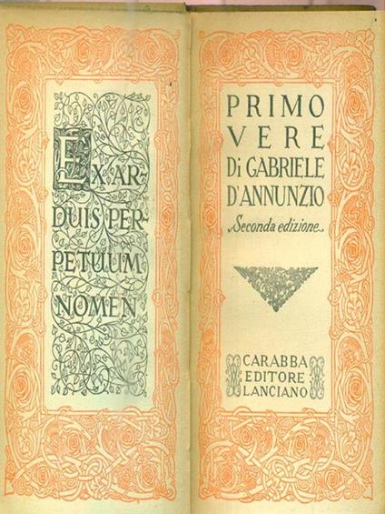   Primo vere. Seconda edizione - Gabriele D'Annunzio - copertina