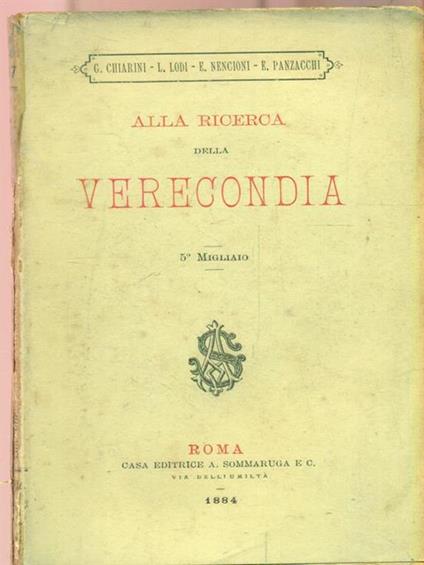   Alla ricerca della Verecondia - copertina