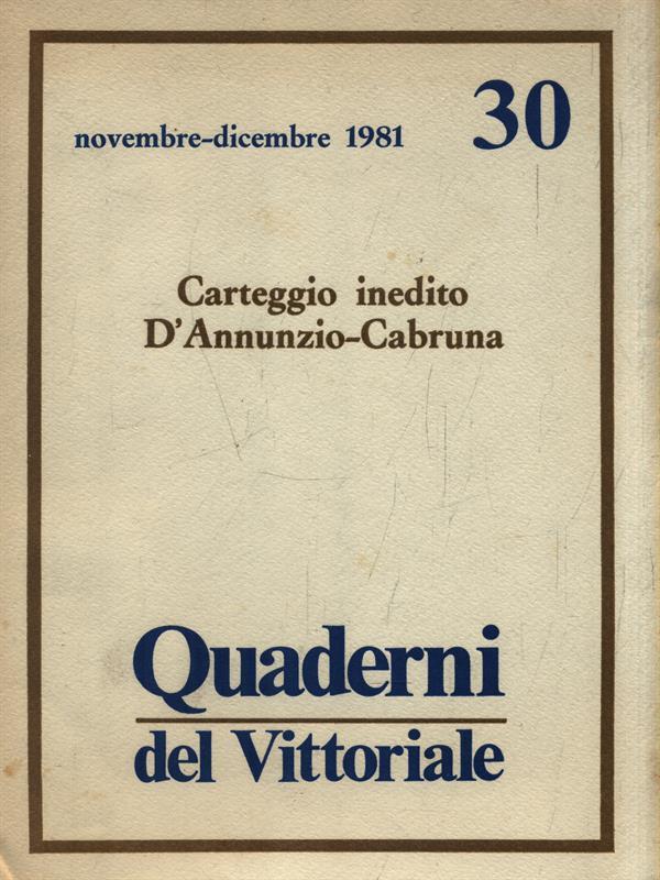   Quaderni del Vittoriale - Anno V N. 30/Novembre-Dicembre 1981