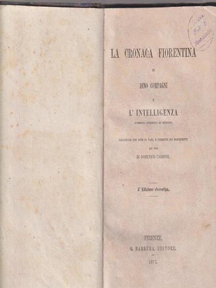 La cronaca fiorentina - Dino Compagni - copertina