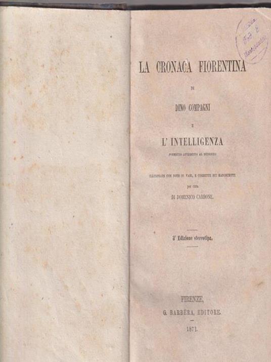 La cronaca fiorentina - Dino Compagni - copertina