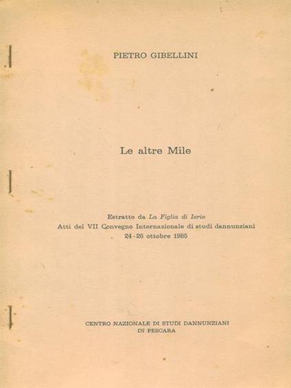 Le altre Mile Estratto - Pietro Gibellini - copertina