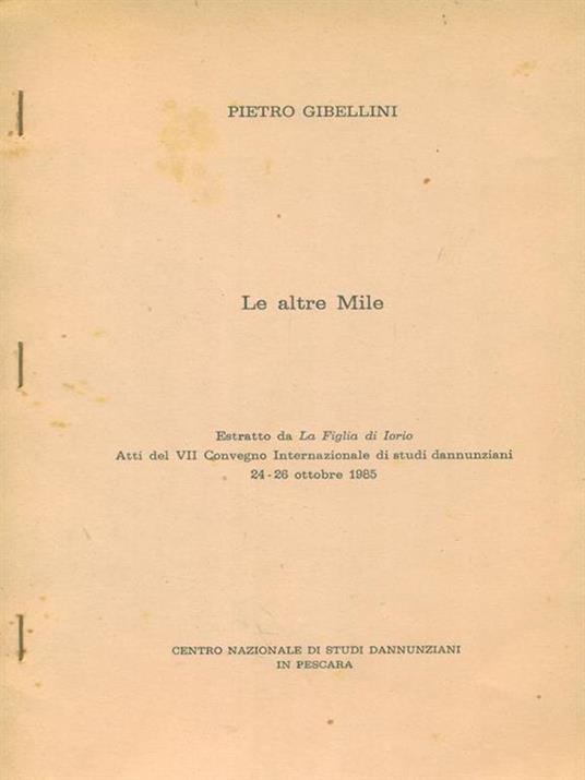 Le altre Mile Estratto - Pietro Gibellini - copertina