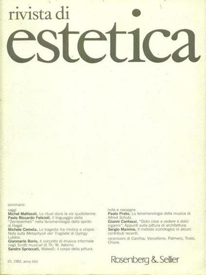 Rivista di estetica 10, 1982, anno XXII - copertina