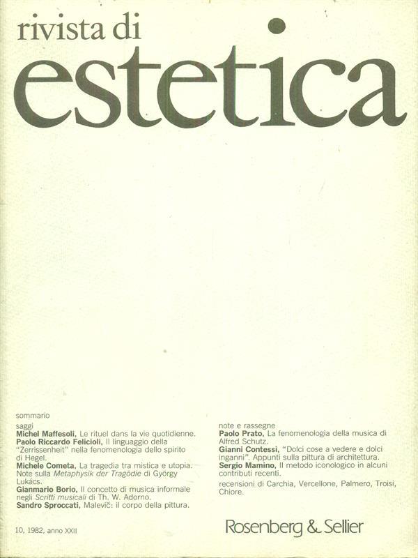Rivista di estetica 10, 1982, anno XXII