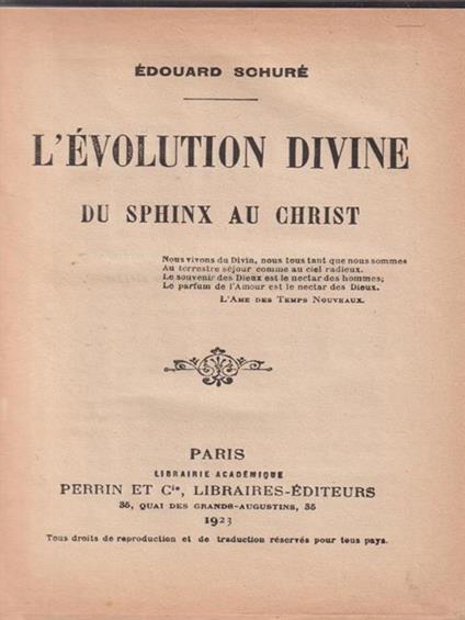 L' evolution divine du sphinx au christ - Edouard Schure - copertina