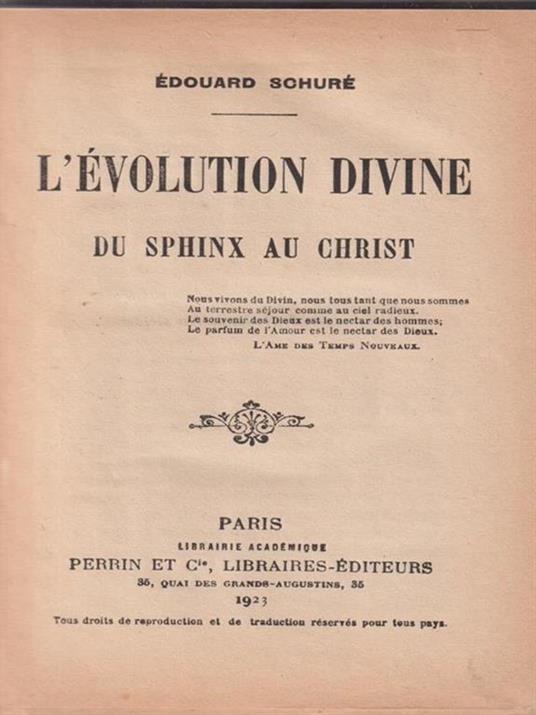 L' evolution divine du sphinx au christ - Edouard Schure - copertina