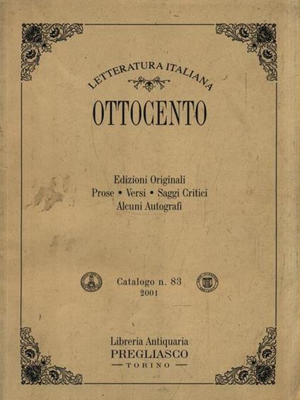 Letteratura Italiana dell'Ottocento. Catalogo n. 83/2001 - copertina