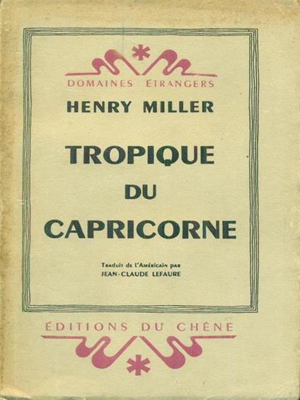 Tropique du capricorne - Henry Miller - copertina