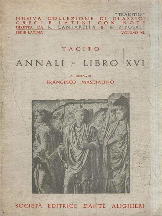 Annali. Libro XVI - P. Cornelio Tacito - copertina