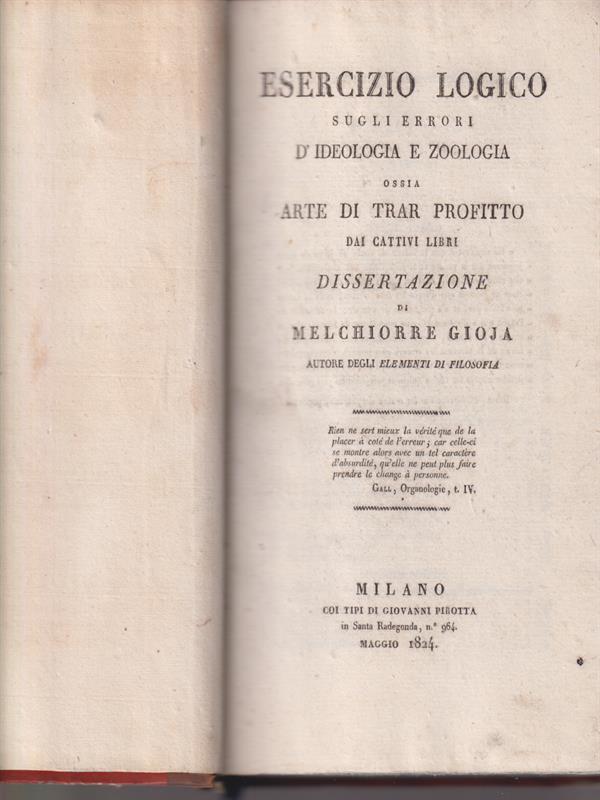   Esercizio logico sugli errori d'ideologia e zoologia, ossia arte di trar profitto dai cattivi libri