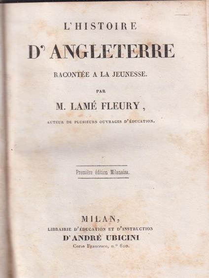 L' histoire d'angleterre - Lamé M. Fleury - copertina