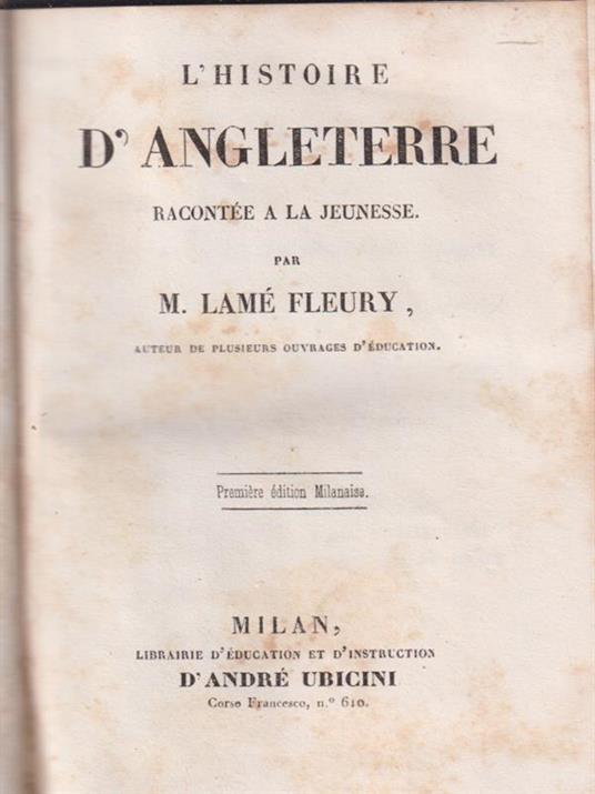 L' histoire d'angleterre - Lamé M. Fleury - copertina