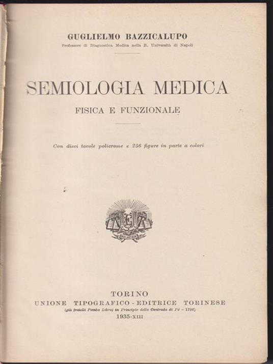   Semiologia medica. Fisica e funzionale - Guglielmo Bazzicalupo - copertina