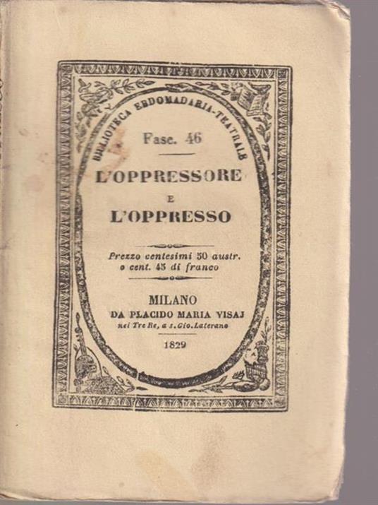 L' oppressore e l'oppresso - copertina