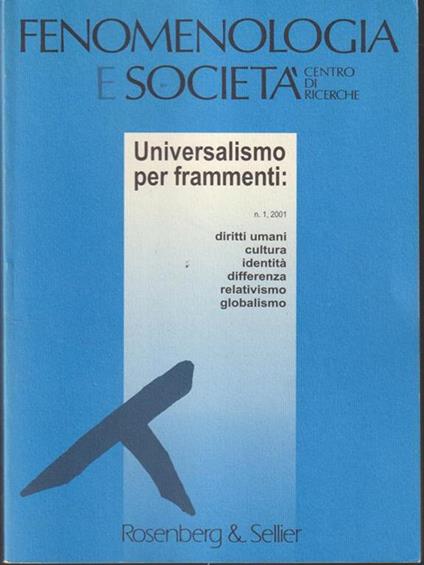   Fenomenologia e società n.1 2001 - copertina