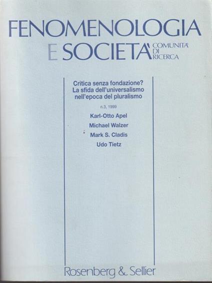   Fenomenologia e società n.3 1999 - copertina