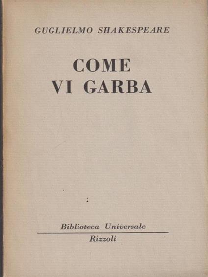   Come vi garba - William Shakespeare - copertina
