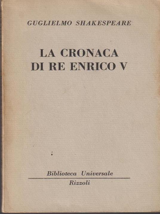 La cronaca di Re Enrico V - William Shakespeare - copertina