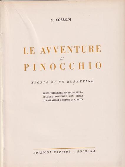 Le avventure di Pinocchio - Carlo Collodi - copertina