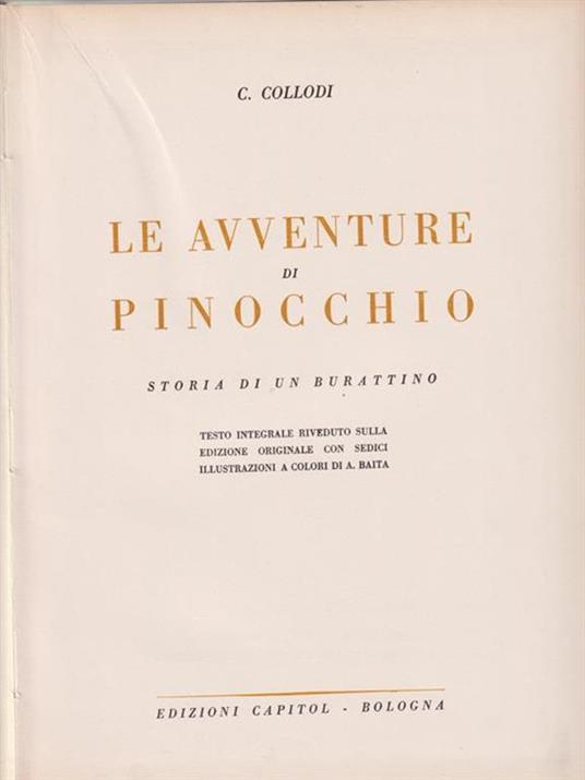 Le avventure di Pinocchio - Carlo Collodi - copertina