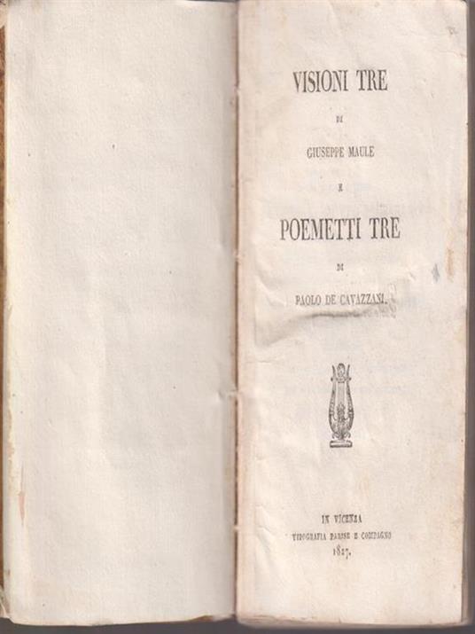   Visioni tre e poemetti tre - Giuseppe Maule - copertina