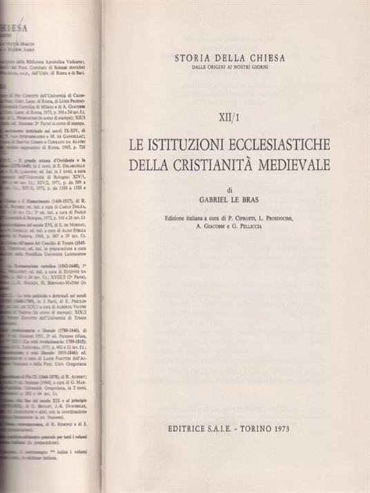 Le istituzioni ecclesiastiche della cristianità medievale. Vol. 1 - Gabriel Le Bras - copertina