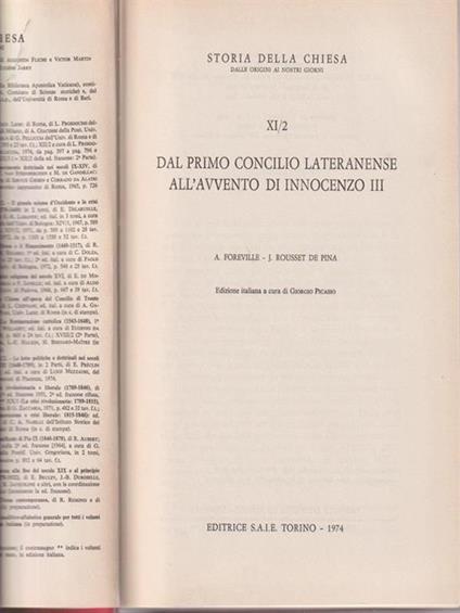 Dal primo Concilio lateranense all'Avvento di Innocenzo III (1123-1198) vol. 2 - A. Foreville - copertina