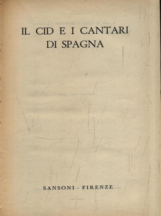 Il Cid e i cantari di Spagna - Camillo Guerrieri Crocetti - copertina
